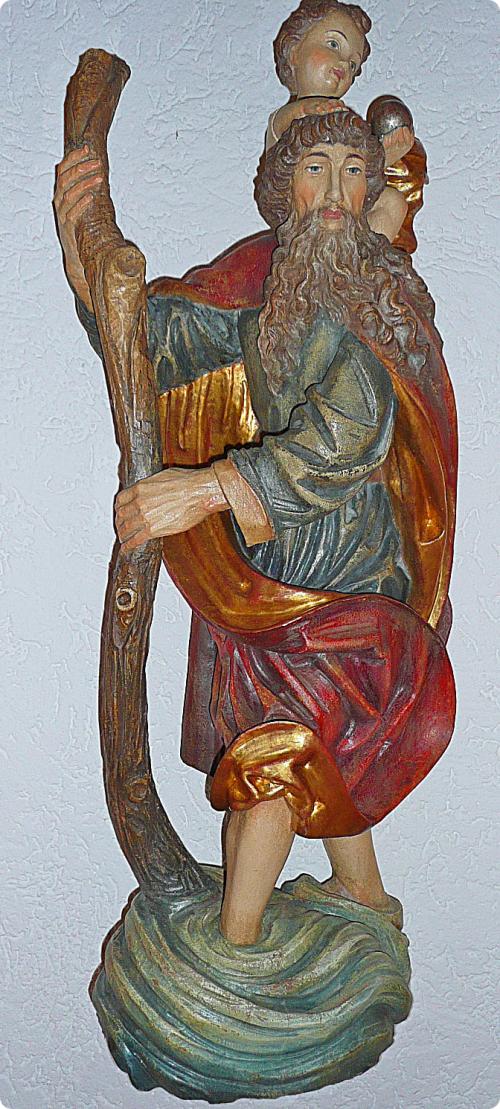 Christophorus bzw. Christopherus 90cm Einzelstücke in Goldfassung antike Art