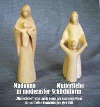 Holzgeschnitzte Madonna modern - Mutterliebe - Caritative Figur
