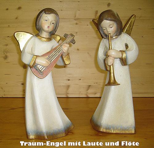 Traum-Engel - Naturholz handbemalt und Blattgoldfassung 40cm