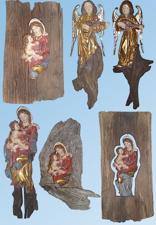 Engel und Madonnen aus altem Fundholz